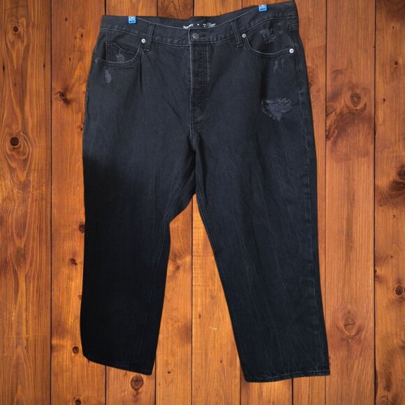 Old Navy Women's Size 18 High Rise Slouchy Straight Button Fly Black Jeans Denim - Picture 1 of 5